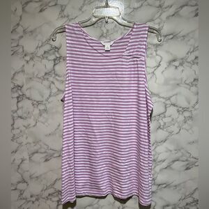 Caslon Asymmetric Neckline Knit Striped Tank Top